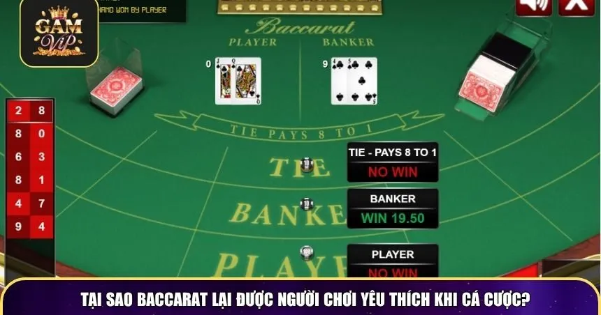 Tại sao Baccarat lại được người chơi yêu thích khi cá cược?